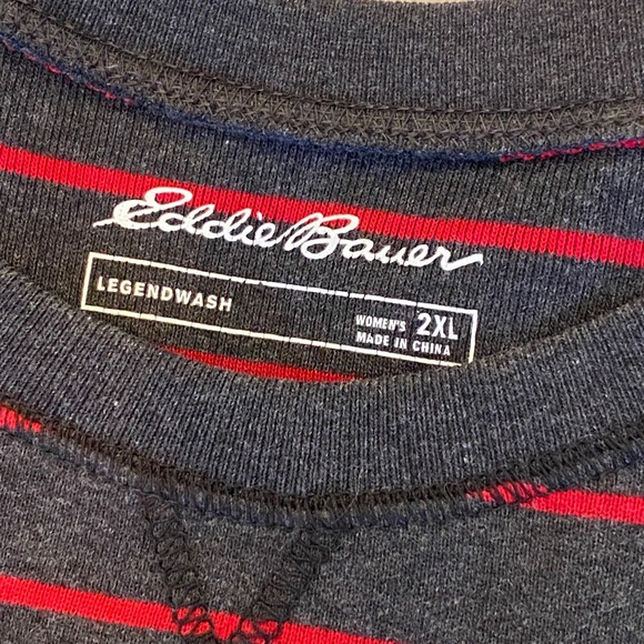 Eddie Bauer 2X sweater sweatshirt charcoal red top - Picture 5 of 10